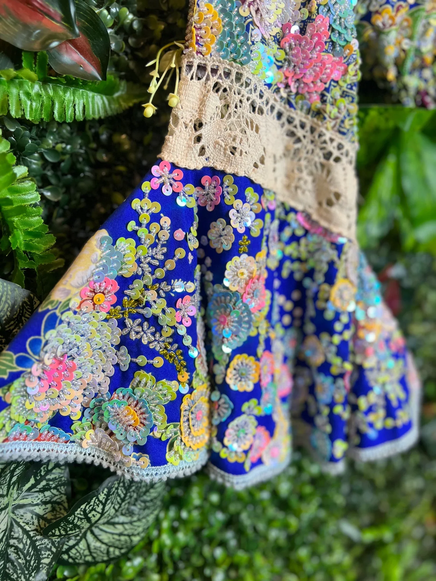 Gypsy Soul Flower Off The Shoulder Top - Blue & Green - Image 3