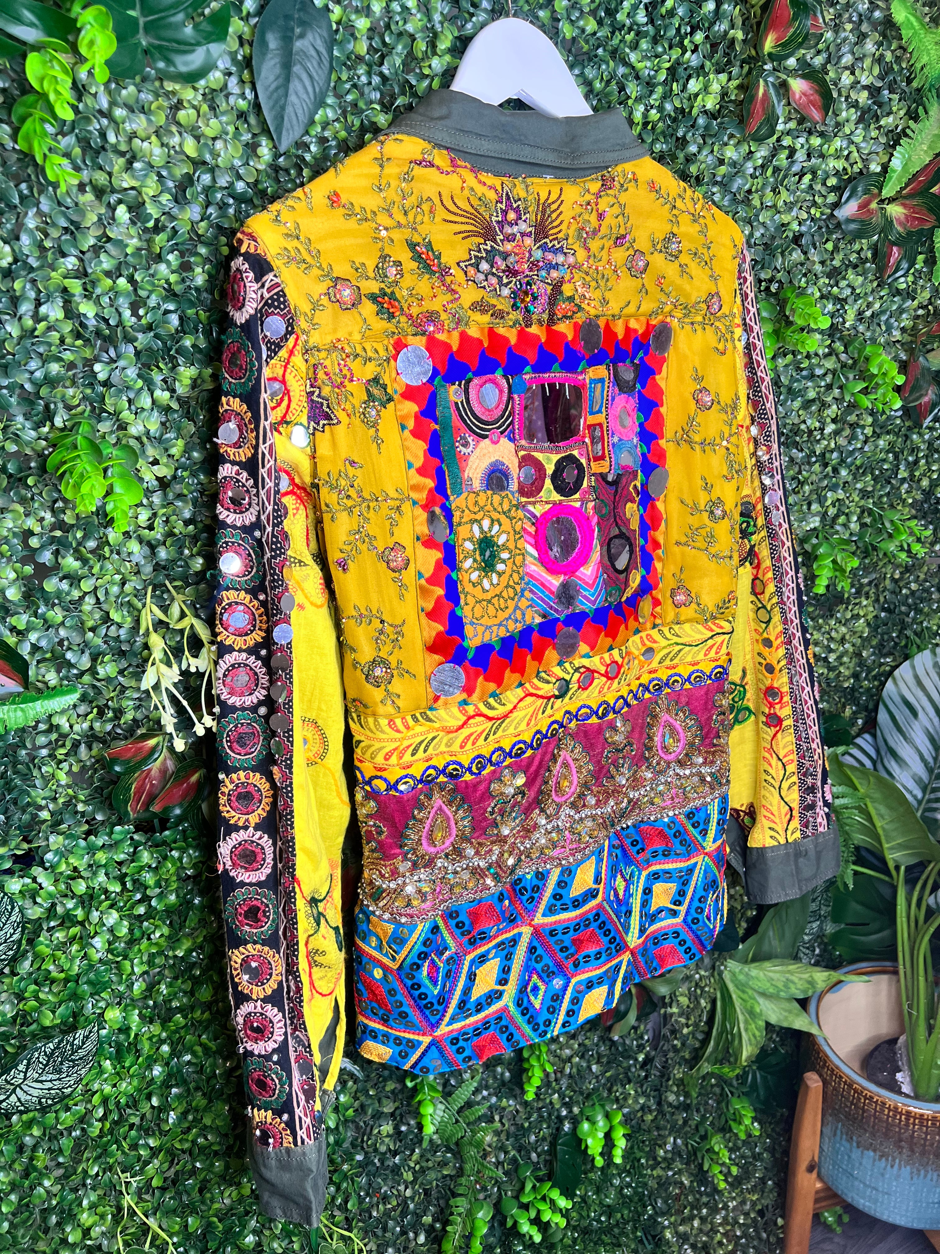 Embellished Yellow Vintage Jacket Size UK 10-14 - Image 4