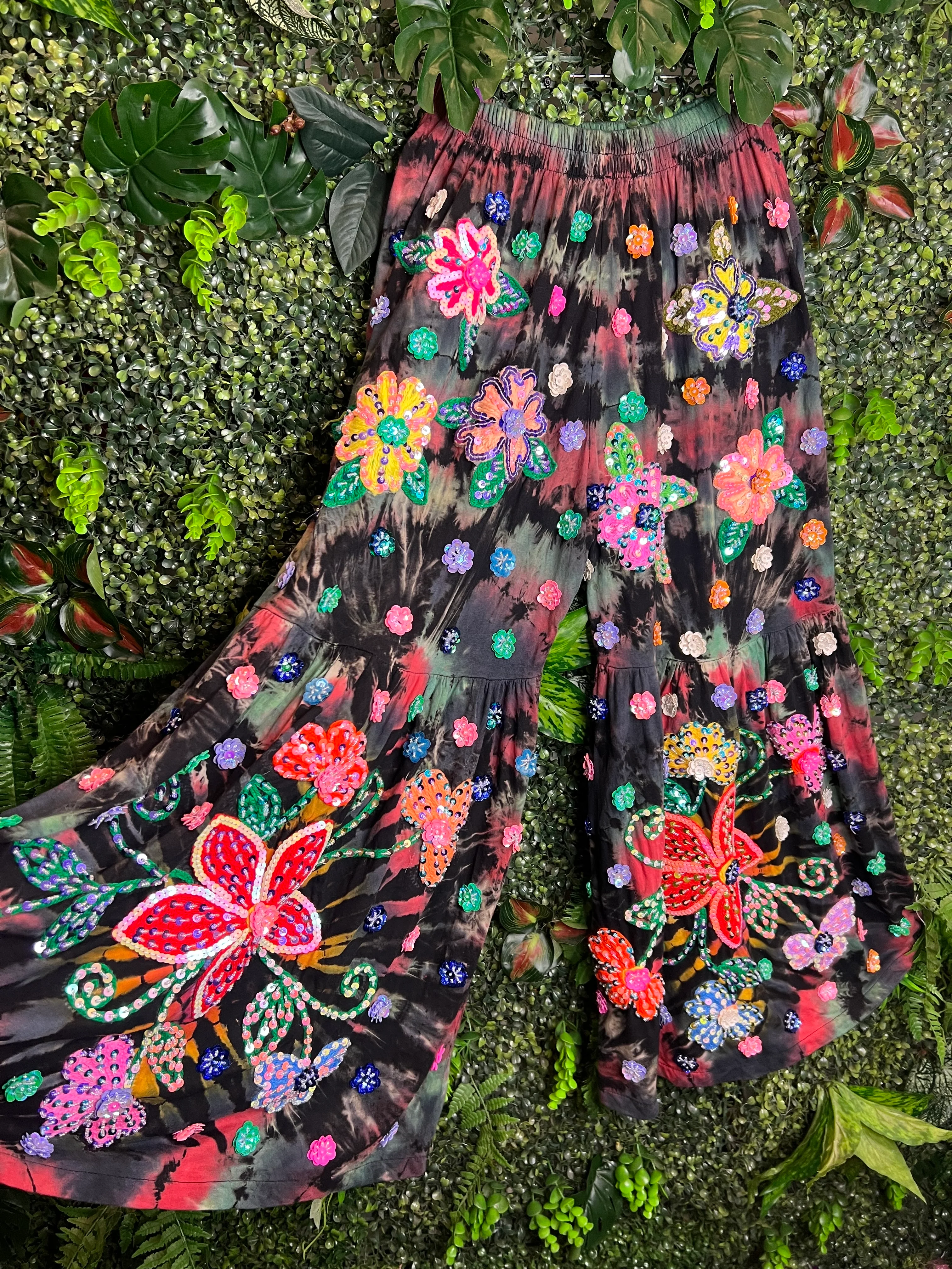 Gypsy Soul Tie Dye Sequin Flares - Black - Image 3