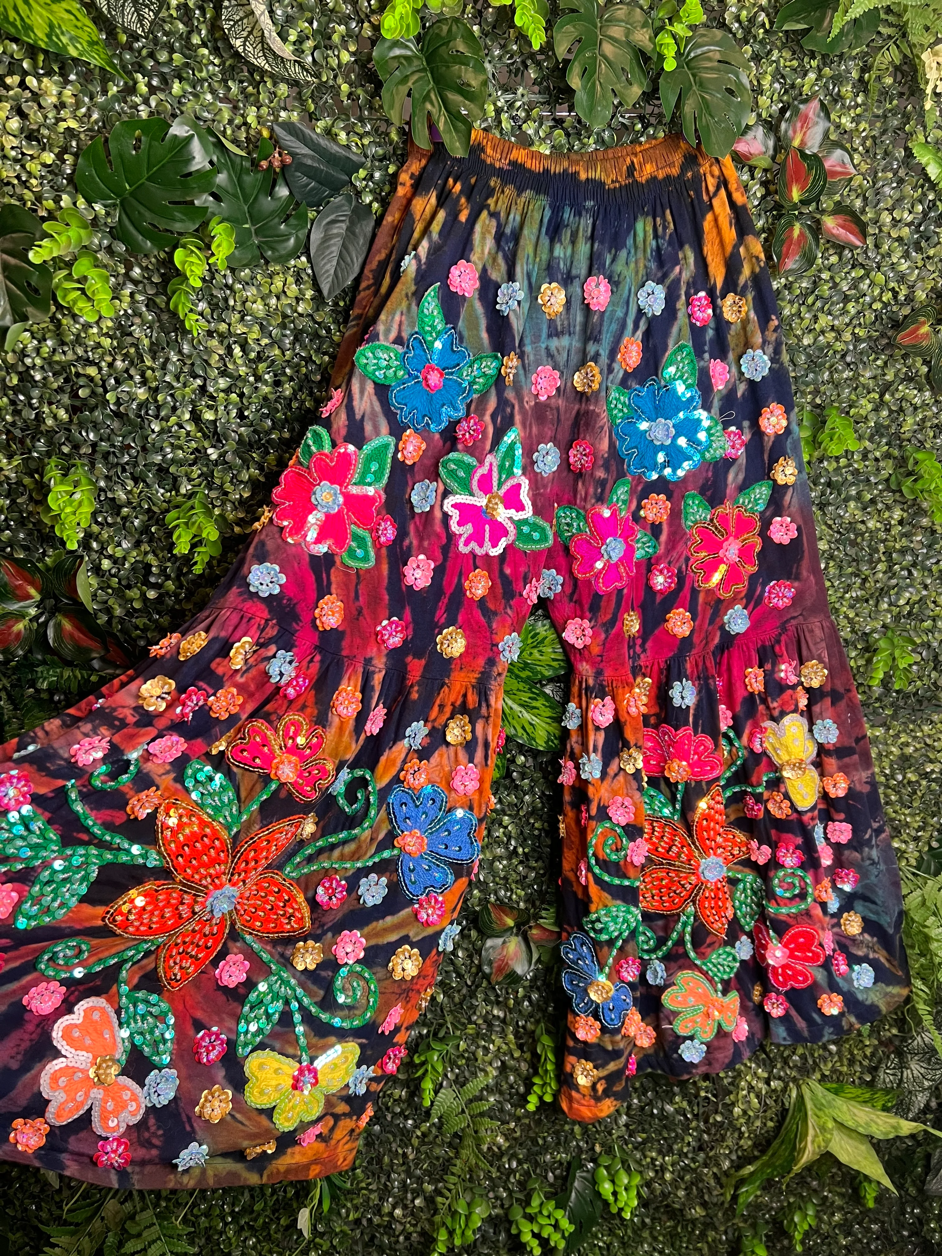 Gypsy Soul Tie Dye Sequin Flares - Navy - Image 3