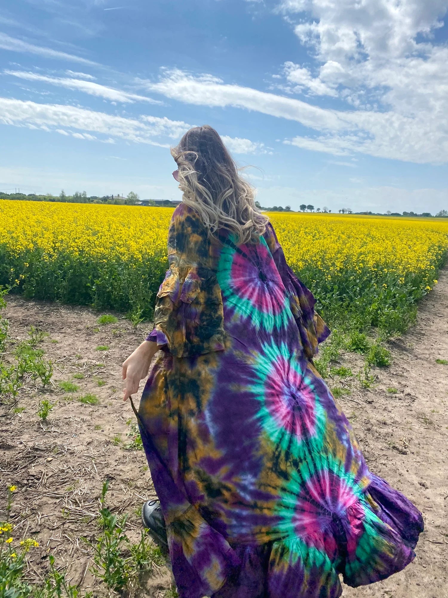 Tie Dye Floor Length Jacket - 10 - Image 3