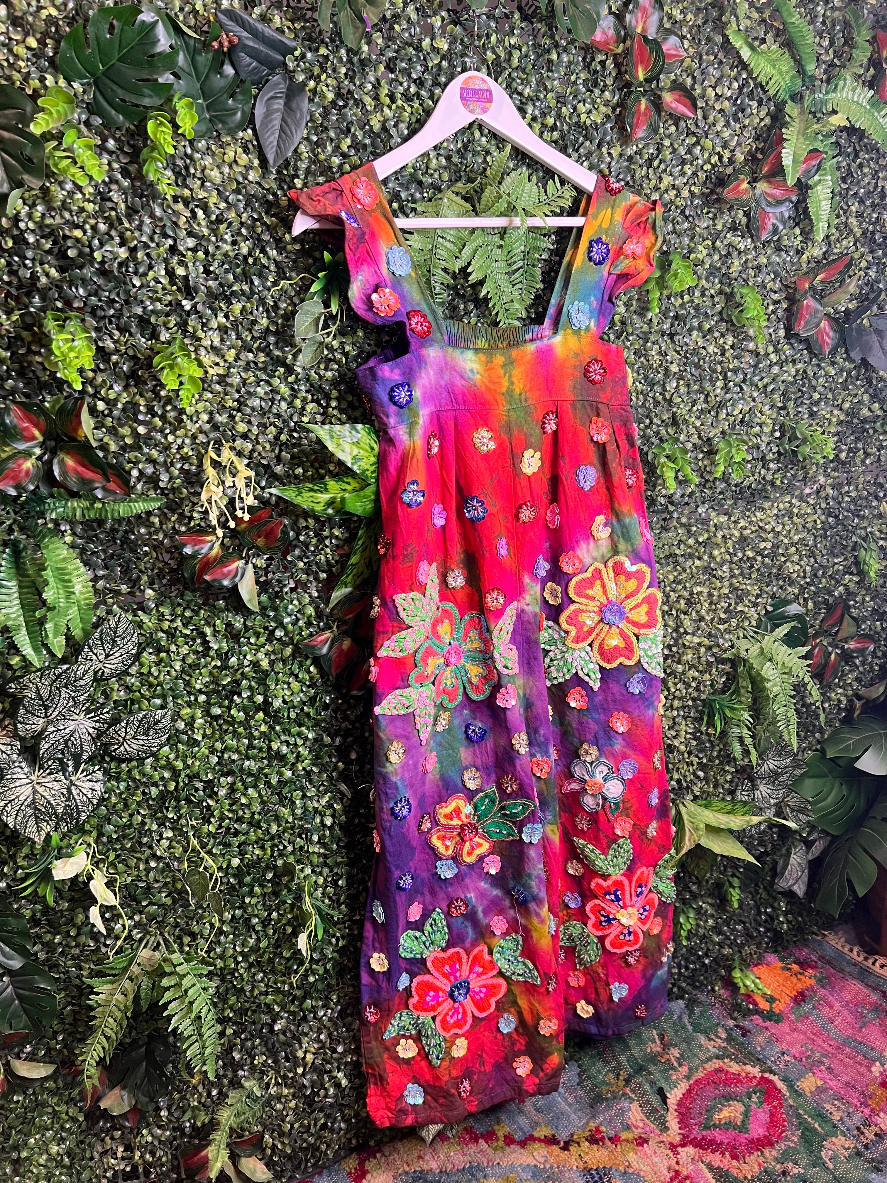 Tie Dye Flower Sequin Jumpsuit - Image 3