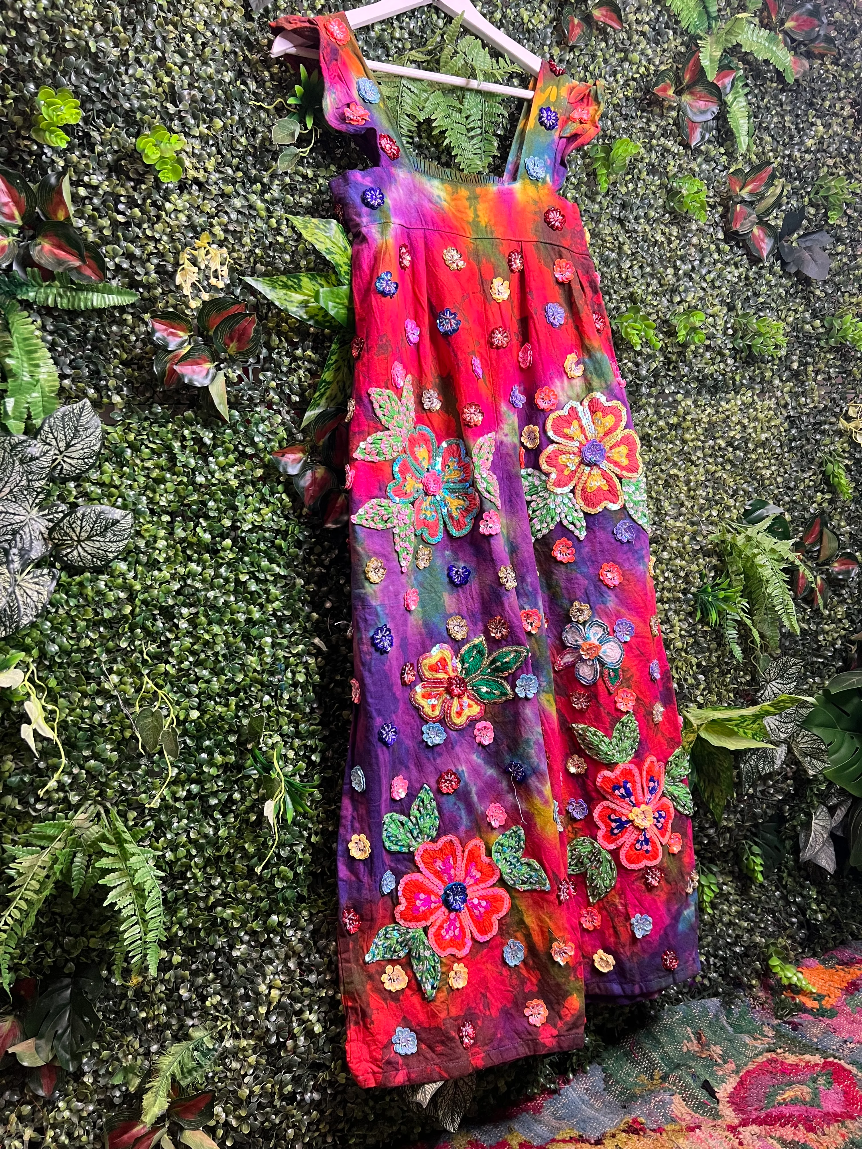 Tie Dye Flower Sequin Jumpsuit - Image 4